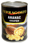 Ананасы консервированные кусочки ж/б 580мл (340) 1/12шт Ferragosto Тайланд