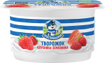 Творожный продукт 110гр Творожок Клубника/Земляника  3,6% 1/8шт Простоквашино