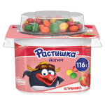 Йогурт 116гр Клубника и злак. драже банан- апельсин 3% 1/9шт Растишка