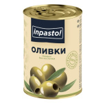 Оливки зеленые б/к 280гр ж/б (90гр) 1/12шт Inpasto! Египет