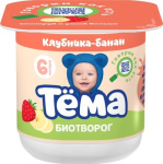 Биотворог 95гр (6шт) Клубника/Банан 4% Тема